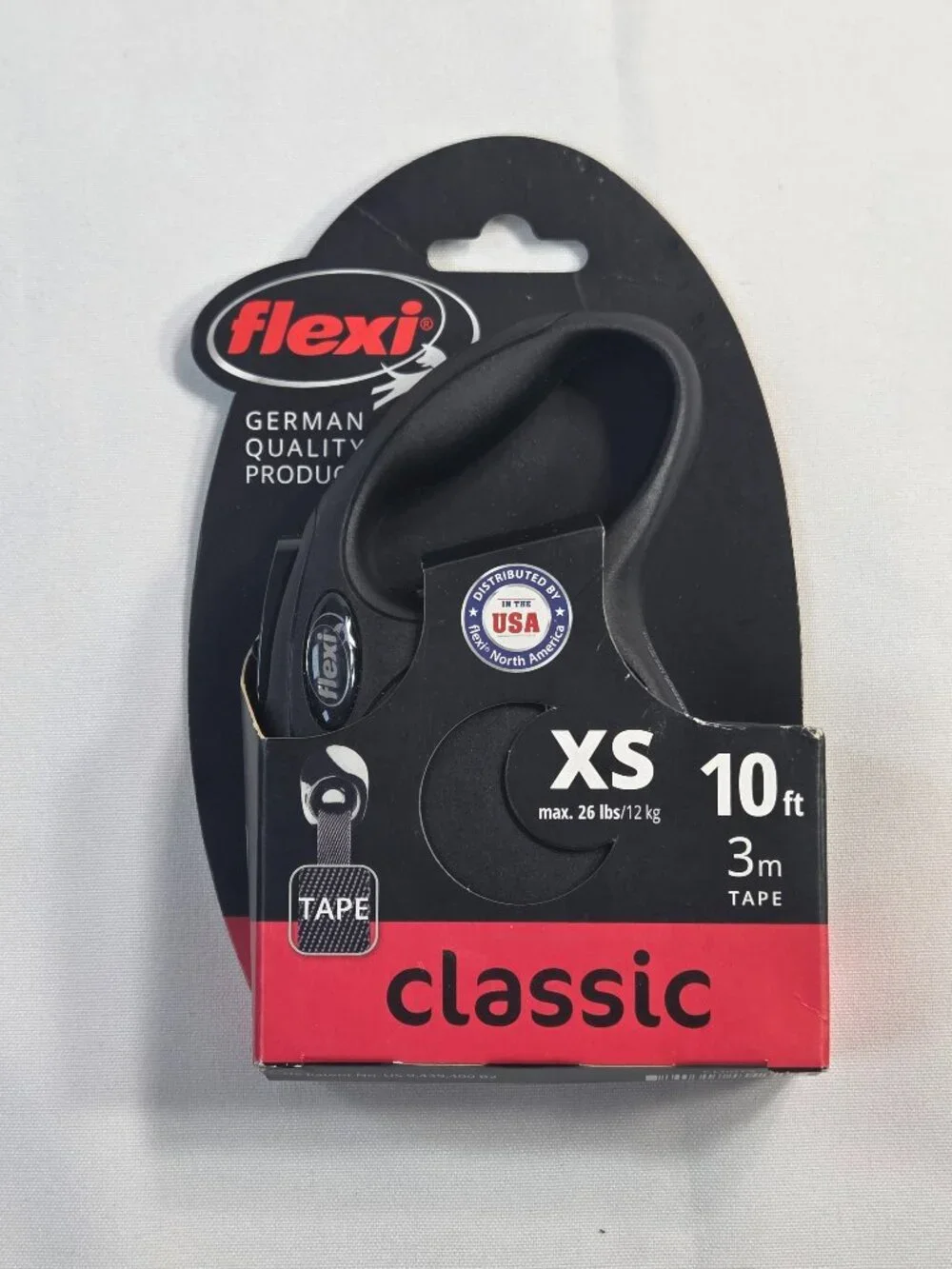 NIP Flexi Retractable Dog Leash XS Black 10ft Tape Lead Small Pets up to 26 lbs